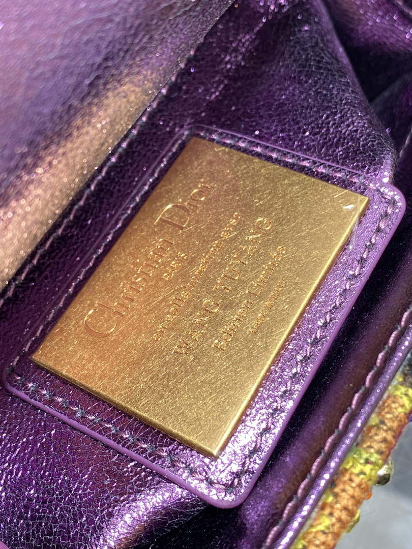 Dior M0505 Mini Lady Bag Metallic Cannage Lambskin Limited Edition Heavy Industry Beads Purple - Default Title - View 9