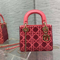Dior M0505 Mini Lady Bag Metallic Cannage Lambskin Limited Edition Heavy Industry Beads Red - Default Title - View 1