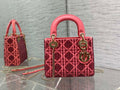Dior M0505 Mini Lady Bag Metallic Cannage Lambskin Limited Edition Heavy Industry Beads Red