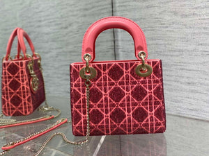 Dior M0505 Mini Lady Bag Metallic Cannage Lambskin Limited Edition Heavy Industry Beads Red - Default Title - View 6