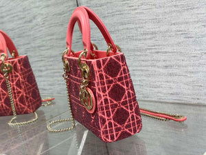 Dior M0505 Mini Lady Bag Metallic Cannage Lambskin Limited Edition Heavy Industry Beads Red - Default Title - View 7