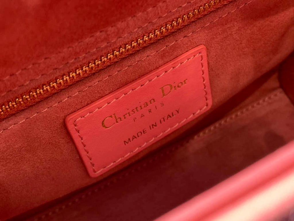 Dior M0505 Mini Lady Bag Metallic Cannage Lambskin Limited Edition Heavy Industry Beads Red