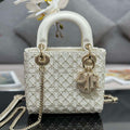 Dior M0505 Mini Lady Bag White Embroidered half pearl - Default Title - View 1