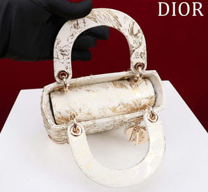 Dior M0505 Mini Lady Dior Bag Beige Embroidered Magpie Gold Beads - Default Title - View 5