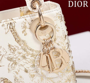 Dior M0505 Mini Lady Dior Bag Beige Embroidered Magpie Gold Beads - Default Title - View 8