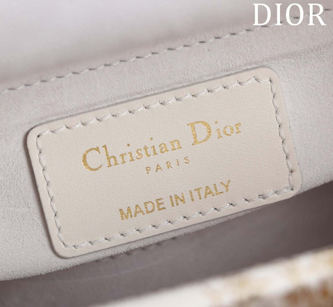 Dior M0505 Mini Lady Dior Bag Beige Embroidered Magpie Gold Beads