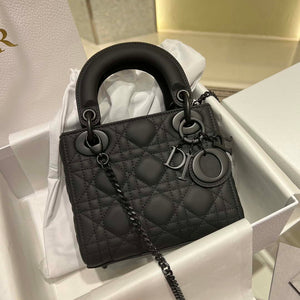 Dior M0505 Mini Lady Dior Bag Black Calfskin with Black buckle - Default Title - View 1