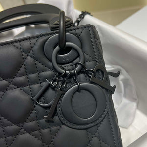 Dior M0505 Mini Lady Dior Bag Black Calfskin with Black buckle - Default Title - View 8