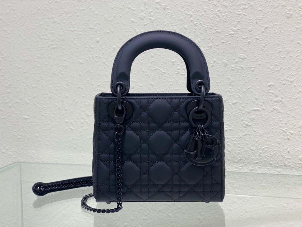 Dior M0505 Mini Lady Dior Bag Calfskin with Navy blue buckle