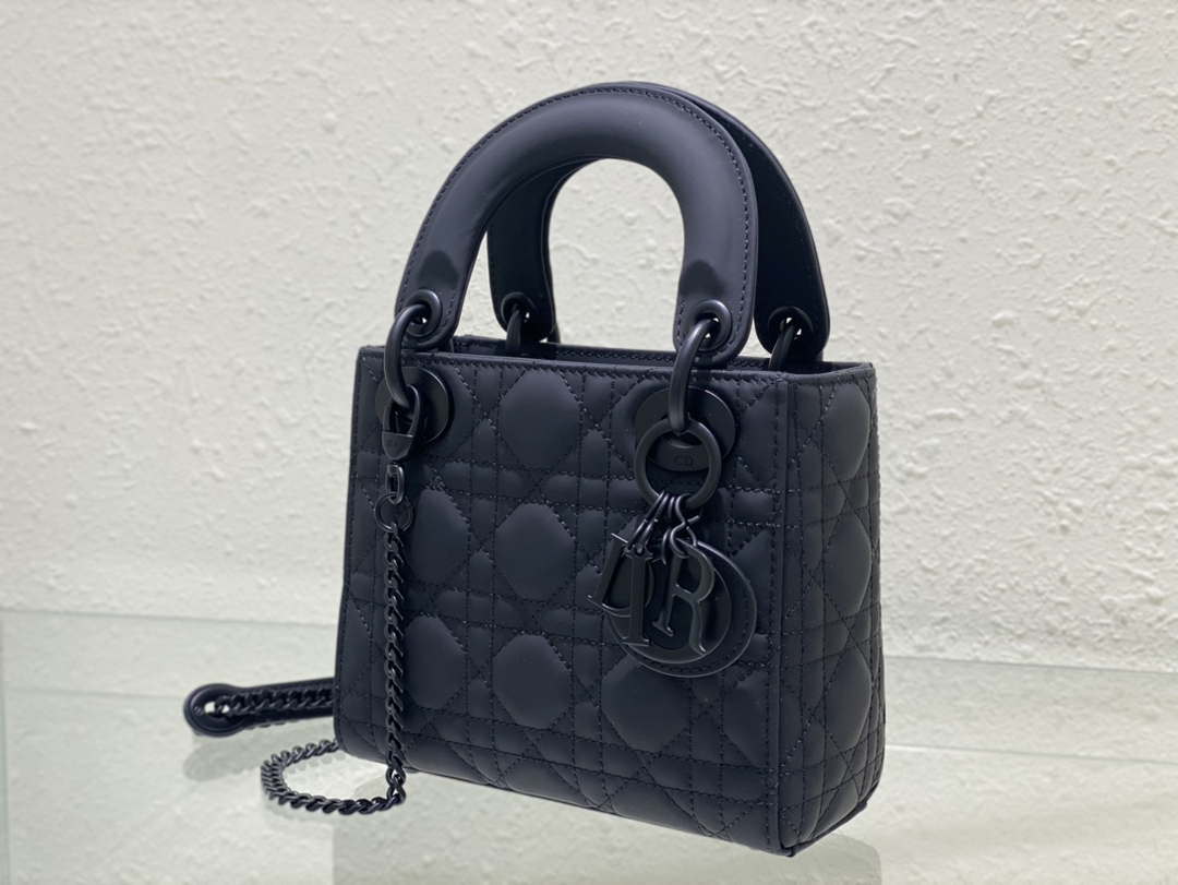 Dior M0505 Mini Lady Dior Bag Calfskin with Navy blue buckle