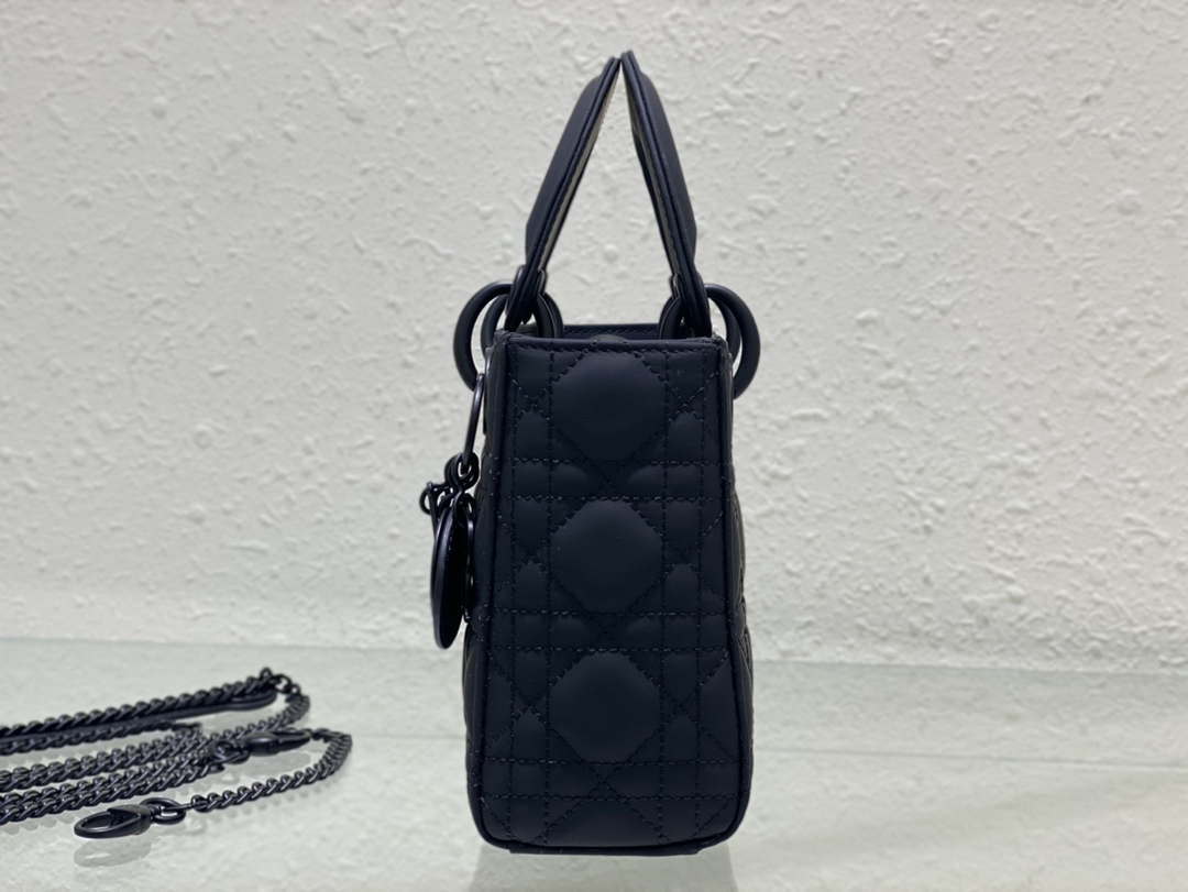 Dior M0505 Mini Lady Dior Bag Calfskin with Navy blue buckle