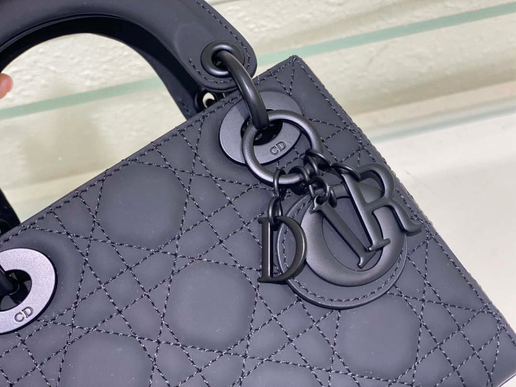 Dior M0505 Mini Lady Dior Bag Calfskin with Navy blue buckle