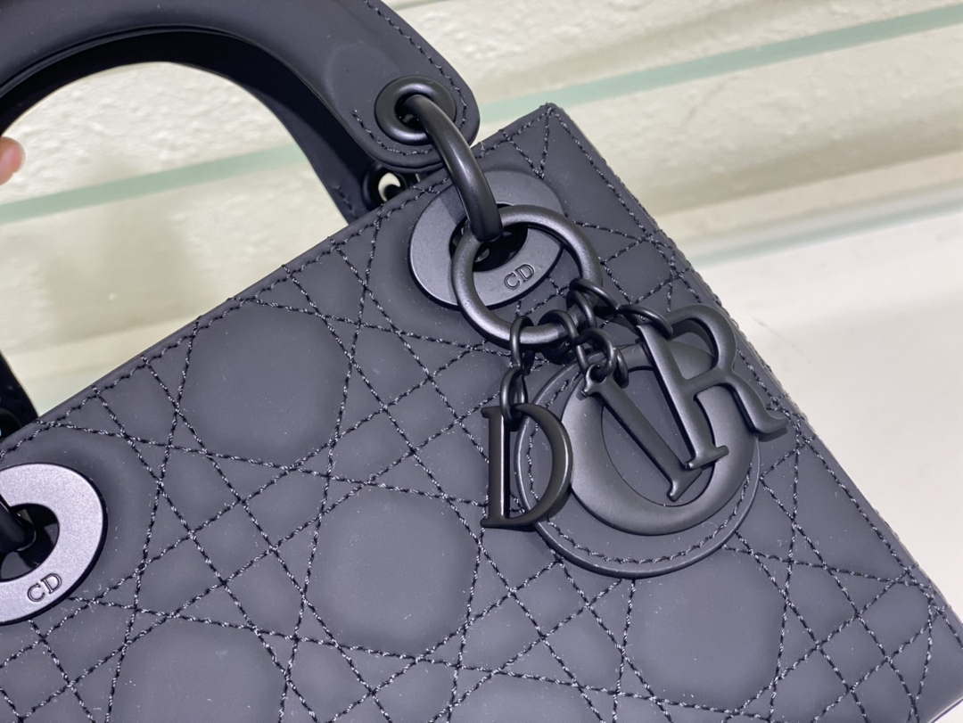 Dior M0505 Mini Lady Dior Bag Calfskin with Navy blue buckle