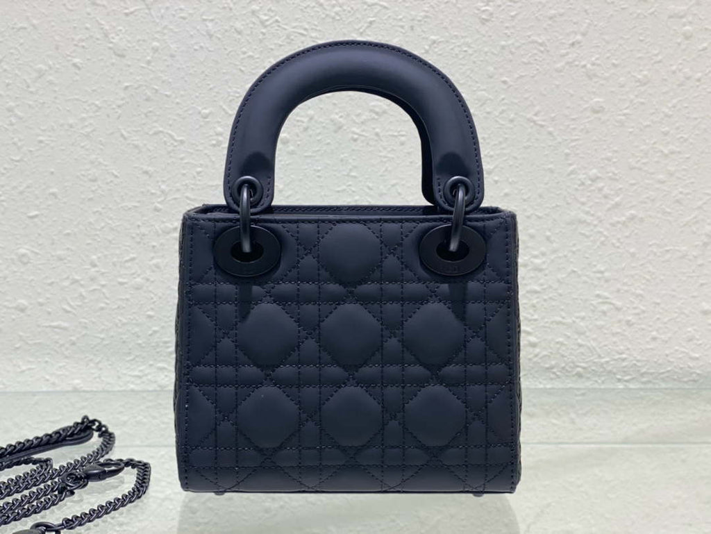 Dior M0505 Mini Lady Dior Bag Calfskin with Navy blue buckle