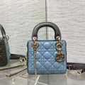 Dior M0505 Mini Lady Dior Bag Blue & Gray Calfskin - Default Title - View 1