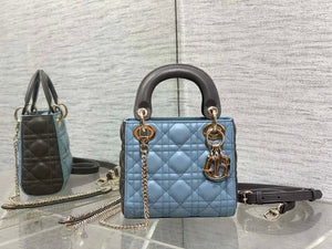 Dior M0505 Mini Lady Dior Bag Blue & Gray Calfskin - Default Title - View 1