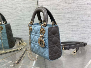 Dior M0505 Mini Lady Dior Bag Blue & Gray Calfskin - Default Title - View 6