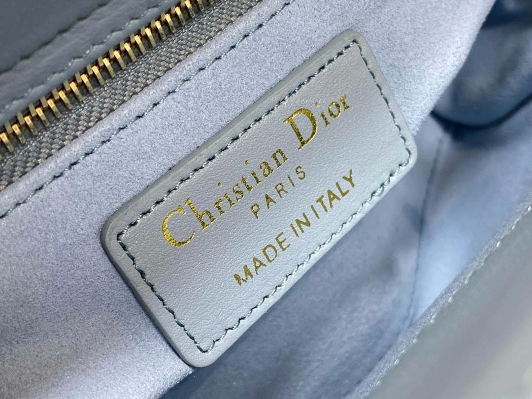 Dior M0505 Mini Lady Dior Bag Blue & Gray Calfskin