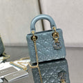 Dior M0505 Mini Lady Dior Bag Blue Calfskin with enamel buckle - Default Title - View 1