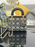Dior M0505 Mini Lady Dior Bag Calfskin Embroidery crystal black