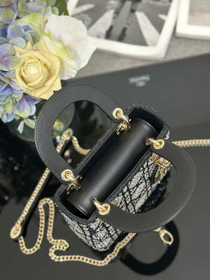 Dior M0505 Mini Lady Dior Bag Calfskin Embroidery crystal black - Default Title - View 8
