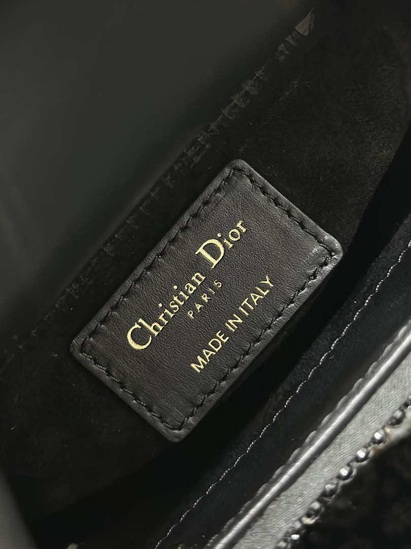 Dior M0505 Mini Lady Dior Bag Calfskin Embroidery crystal black