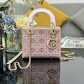 Dior M0505 Mini Lady Dior Bag Calfskin Embroidery crystal Pink - Default Title - View 1