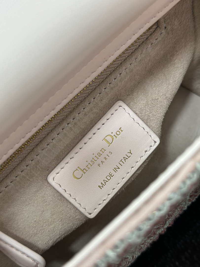 Dior M0505 Mini Lady Dior Bag Calfskin Embroidery crystal Pink