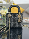 Dior M0505 Mini Lady Dior Bag Calfskin with Tweed Black
