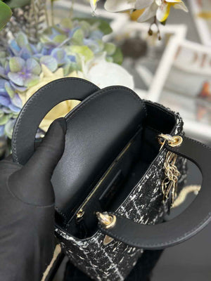 Dior M0505 Mini Lady Dior Bag Calfskin with Tweed Black - Default Title - View 8