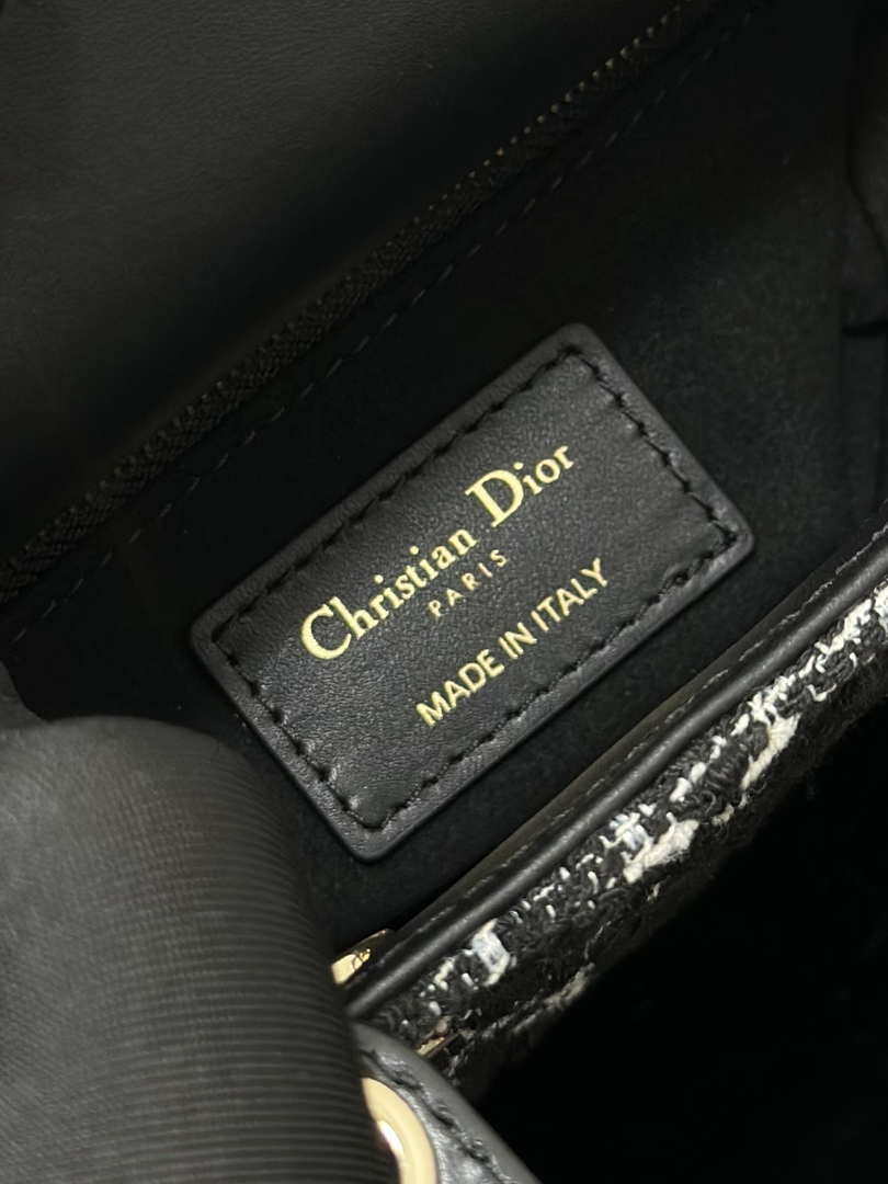 Dior M0505 Mini Lady Dior Bag Calfskin with Tweed Black