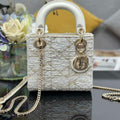 Dior M0505 Mini Lady Dior Bag Calfskin with Tweed White - Default Title - View 1