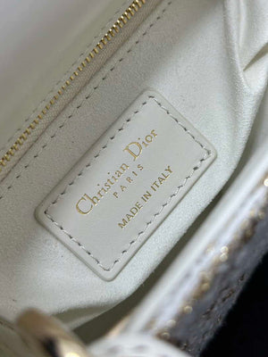 Dior M0505 Mini Lady Dior Bag Calfskin with Tweed White - Default Title - View 9