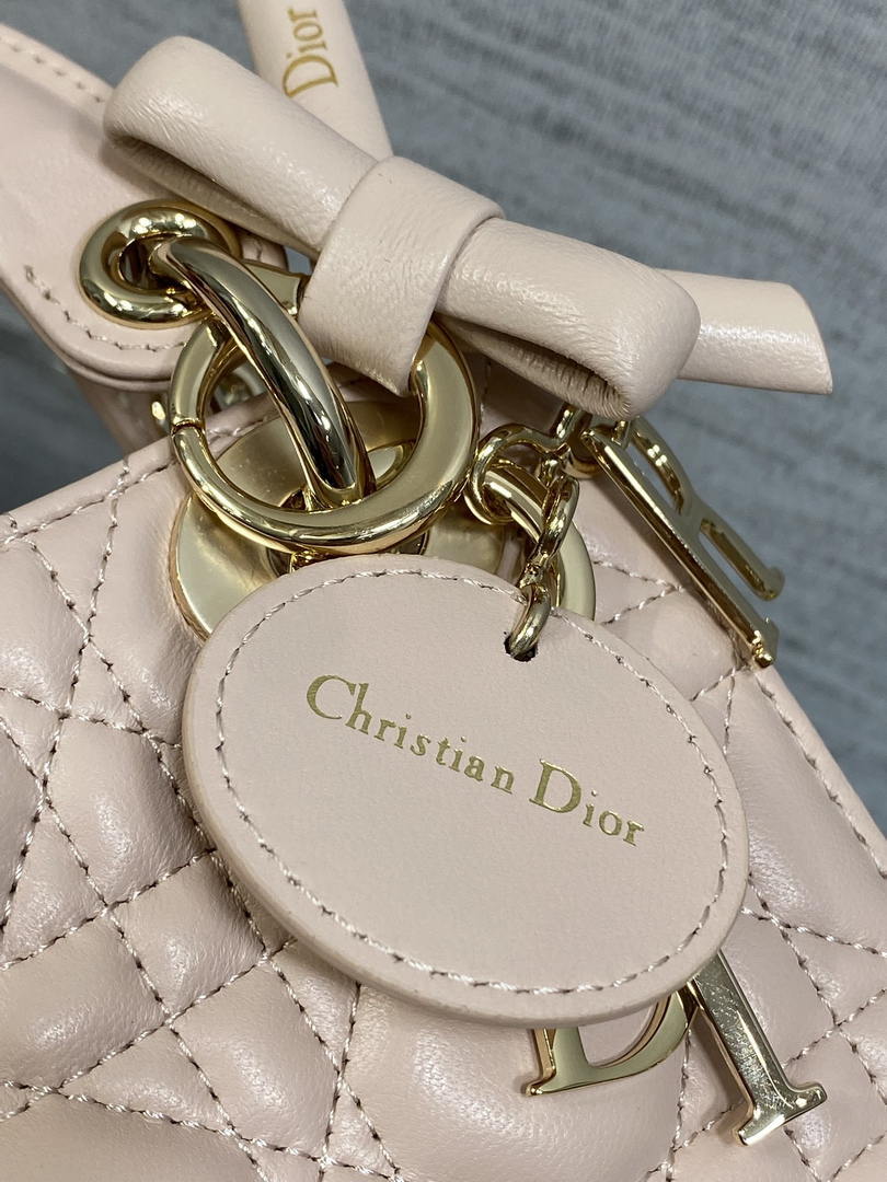 Dior M0505 Mini Lady Dior Bag Pink Cannage Lambskin With Bow