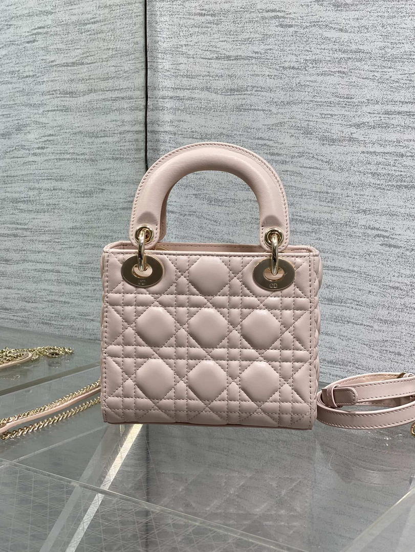 Dior M0505 Mini Lady Dior Bag Pink Cannage Lambskin With Bow - Default Title - View 5