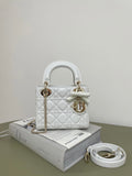 Dior M0505 Mini Lady Dior Bag White Cannage Lambskin With Bow