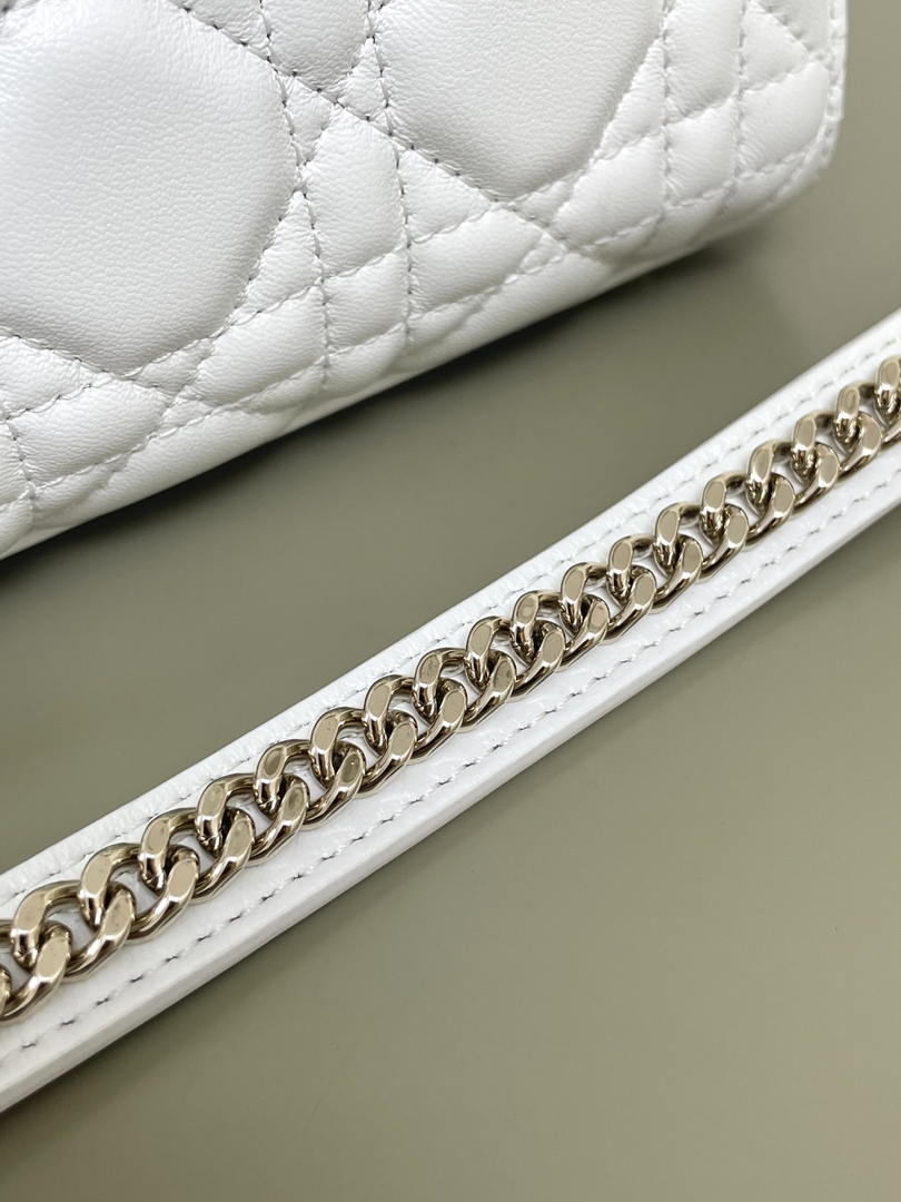 Dior M0505 Mini Lady Dior Bag White Cannage Lambskin With Bow