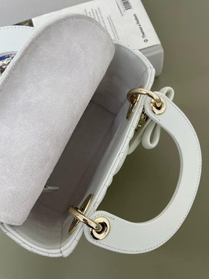 Dior M0505 Mini Lady Dior Bag White Cannage Lambskin With Bow - Default Title - View 7