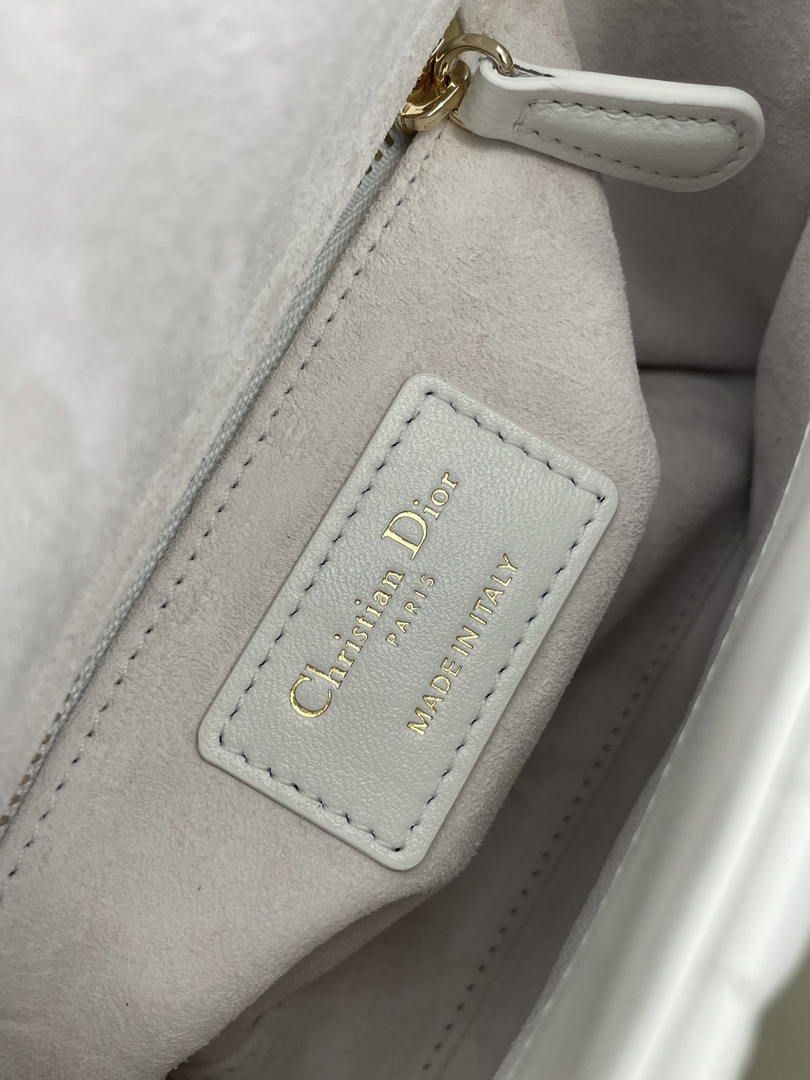 Dior M0505 Mini Lady Dior Bag White Cannage Lambskin With Bow