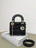 Dior M0505 Mini Lady Dior Bag Black Cannage Lambskin With Bow