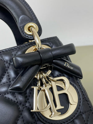 Dior M0505 Mini Lady Dior Bag Black Cannage Lambskin With Bow - Default Title - View 2