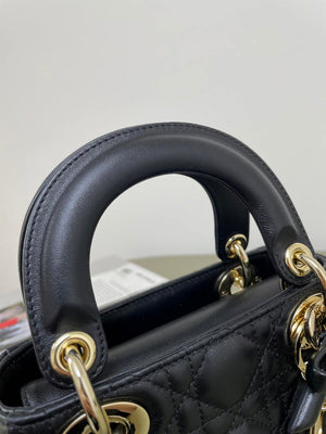 Dior M0505 Mini Lady Dior Bag Black Cannage Lambskin With Bow - Default Title - View 5