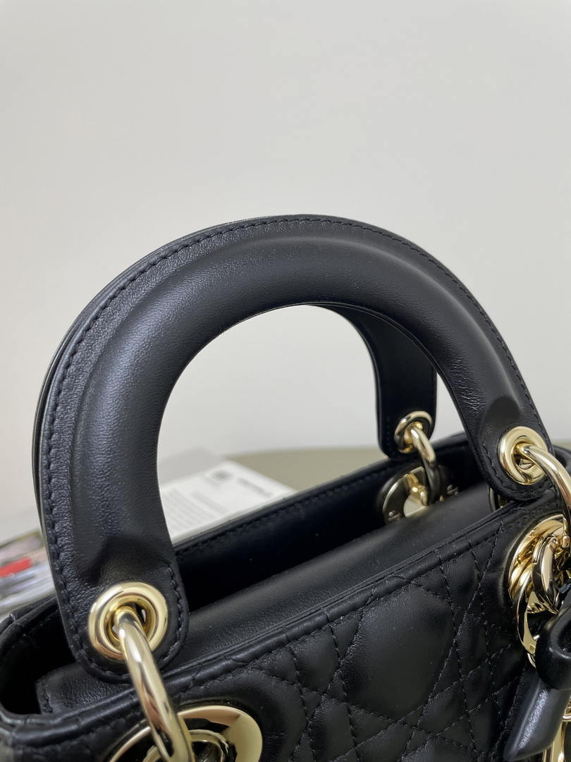 Dior M0505 Mini Lady Dior Bag Black Cannage Lambskin With Bow