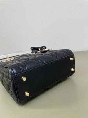 Dior M0505 Mini Lady Dior Bag Black Cannage Lambskin With Bow - Default Title - View 7