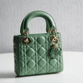 Dior M0505 Mini Lady Dior Bag Green Calfskin with Green enamel buckle - Default Title - View 1
