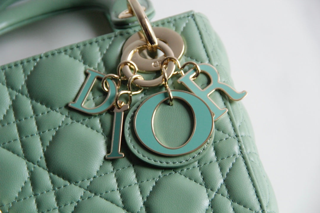 Dior M0505 Mini Lady Dior Bag Green Calfskin with Green enamel buckle - Default Title - View 2