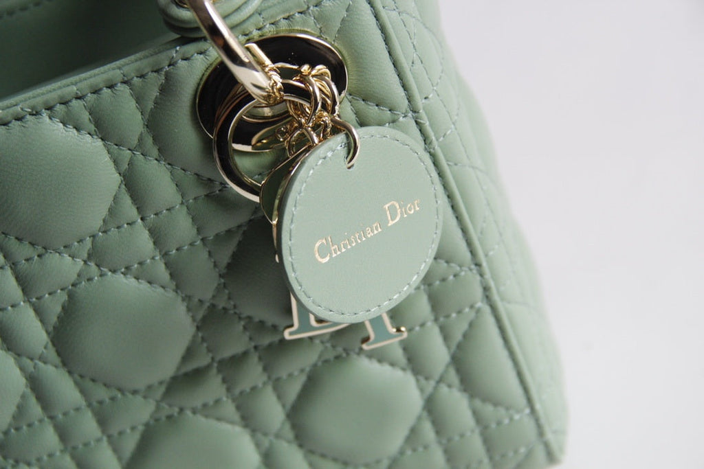 Dior M0505 Mini Lady Dior Bag Green Calfskin with Green enamel buckle