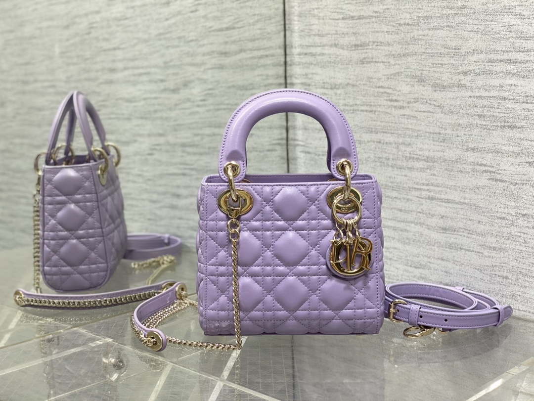 Dior M0505 Mini Lady Dior Bag Lilac Cannage Lambskin - Default Title - View 1