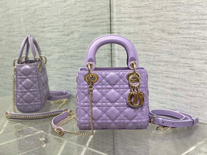 Dior M0505 Mini Lady Dior Bag Lilac Cannage Lambskin - Default Title - View 1