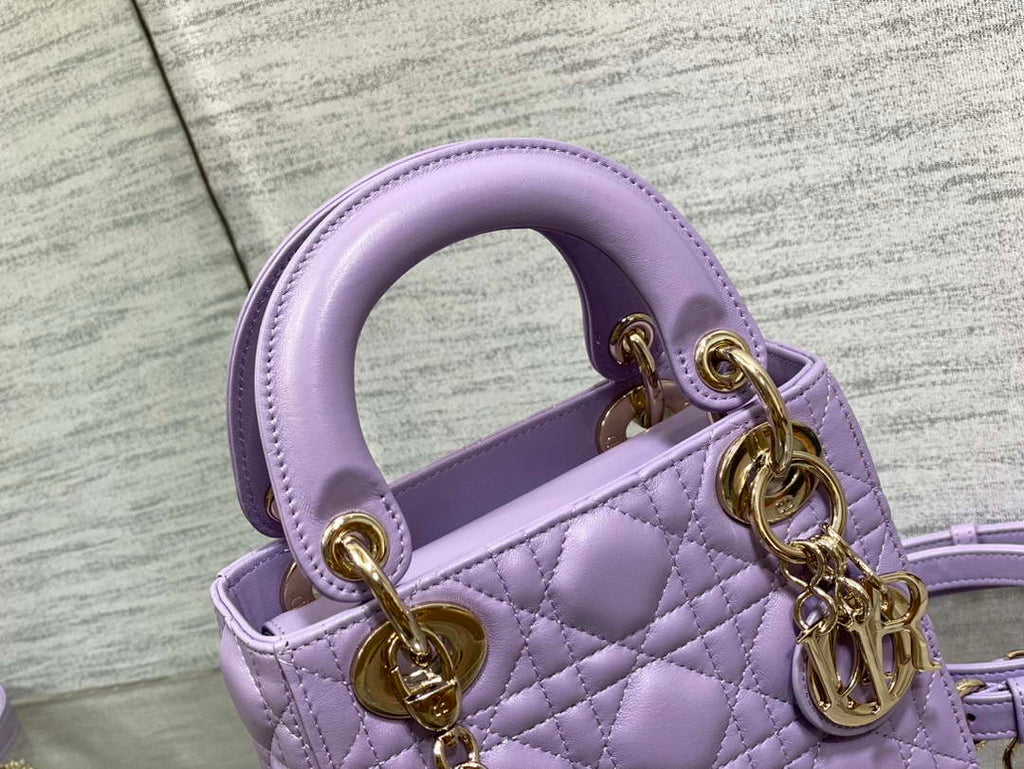 Dior M0505 Mini Lady Dior Bag Lilac Cannage Lambskin